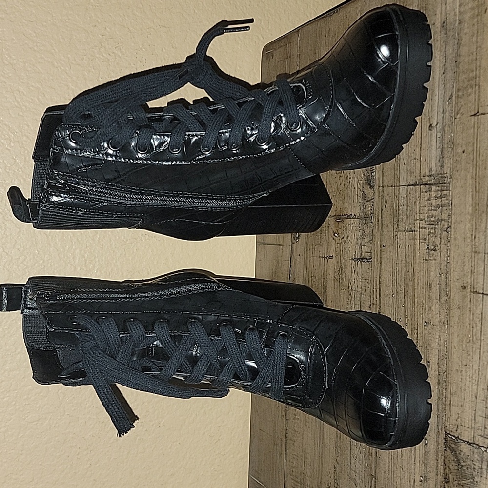 Steve Madden Black Croc Booties